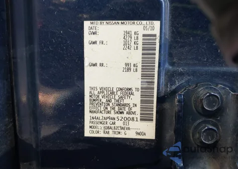 2010 Nissan Altima 2.5 S from USA, damaged, VIN 1N4AL2AP9AN520081